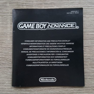 Nintendo Gameboy Advance Verbraucherinformation AGB-EUR-7
