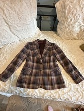 Vintage MJ Concepts Wool Blend Blazer - Burgandy/blue Plaid Size 5/6