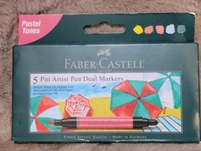Faber-Castell Pastel Tones Pitt Artist Pen Dual Markers, 5ct