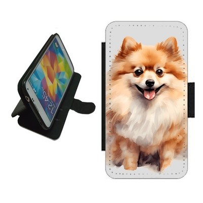Handyhülle Pomeranian Dog Wallet für iPhone Samsung Google Flip Cover POM1