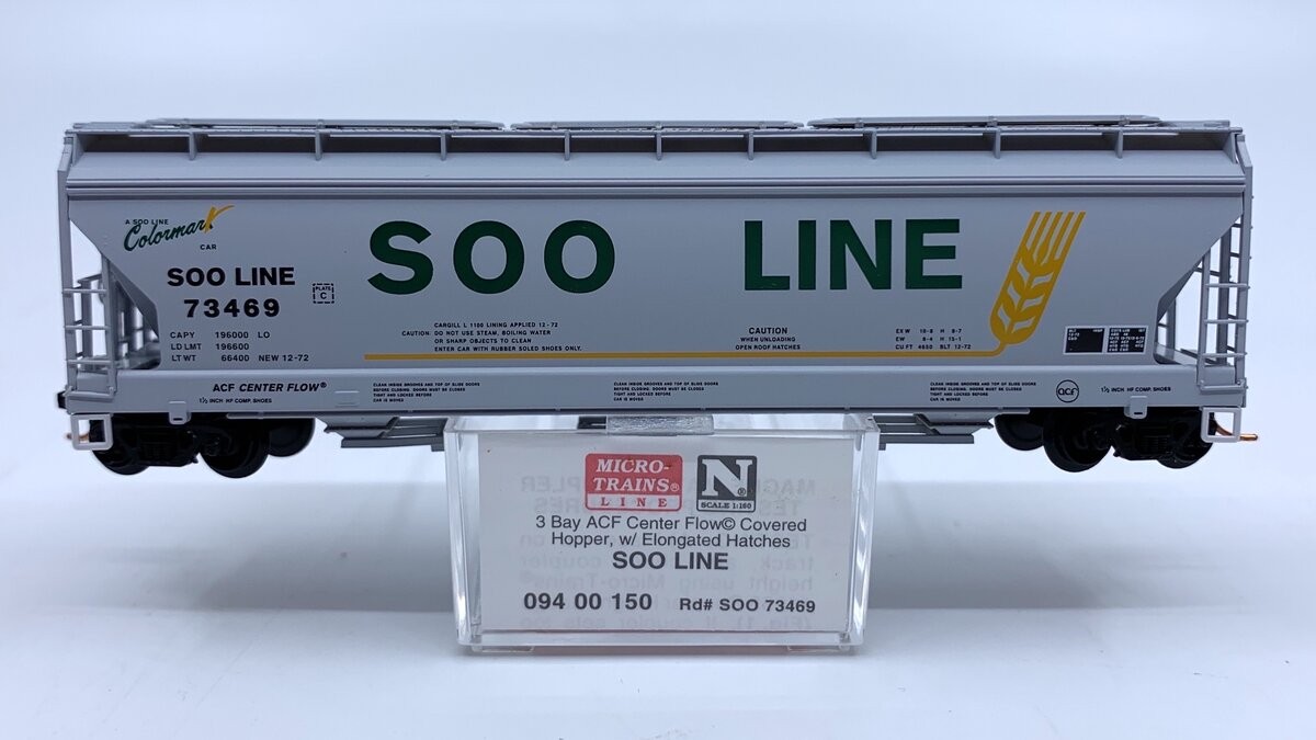 Micro-Trains 09400150 N SOO Line 3-Bay ACF Center Flow Covered Hopper #73469 NIB