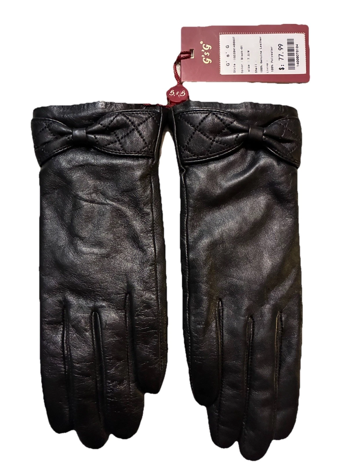 GSG Genuine Leather Gloves Sz 7.5 Small/Medium Black NWT Womens