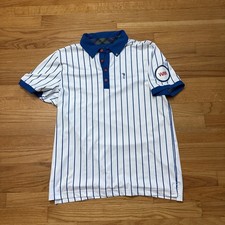 William Murray Shirt Mens M White Striped Polo This Is The Year Chicago Cubs