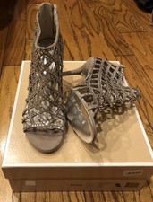 NEW Holidays 7.5 Nude Michael Kors Yvonne Booties Khaki Rhinestone Caged Shoes