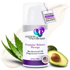 Organic Excellence Progesterone Cream Women Hormonal Balance PMS Menopause 3.3oz