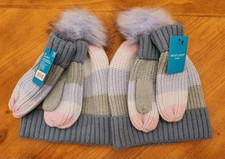 West Loop Kids Girls Winter Matching Hat  Gloves Set of 2 Striped NWT
