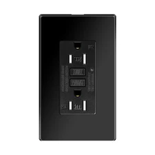 1PK Moisture-Proof Black GFCI Outlet 15A Home Use TR WR LED Light ETL Certified