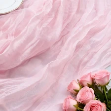 Cheesecloth Table Runner 35x120 Inches Pink Boho Gauze Table Runner for Party...