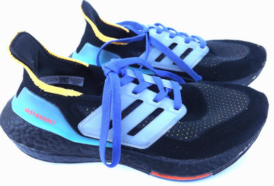 2022 ADIDAS UltraBoost 21 Size 3.5 BlackPulse Aqua Art GX2561 Unisex Continental