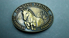 1996 Billy Mills Running Strong Belt Buckle American Indian Youth Bronze Western