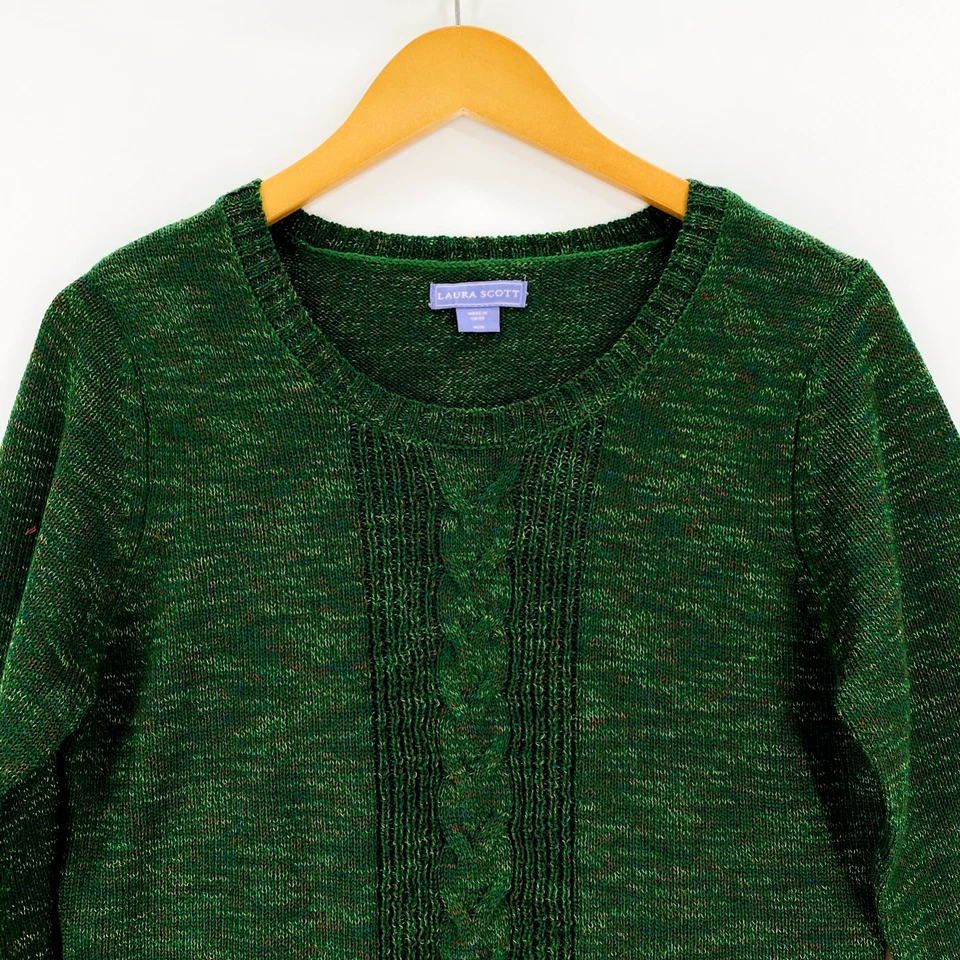 Laura Scott Knit Sweater Women’s Size Medium Green Long Sleeve Round Neck - Image 2 of 4