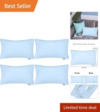 4-Pack 100 Cotton Lumbar Comfortable Solid Decorative Throw Pillow Case, Rec...