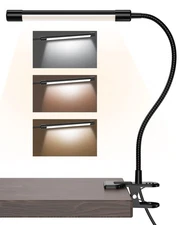 LED Desk Lamp with Clamp - Adjustable 3 Color Modes 10 Brightness Level Table.