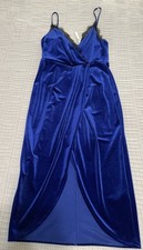 ASOS - Royal Blue Velvet Skater Dress Sz 6 Sexy Prom Club Stretch Fitted NWT