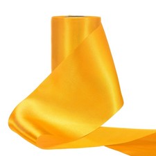 4 Inch Wide Satin Ribbon, 22 Yards Single Face Solid Ribbon, Yellow