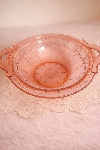Vintage Jeannette Depression Glass Oval Vegetable Bowl PINK DORIC 9 1/2" 1935-38