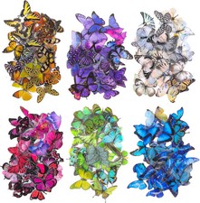 240PCS Butterfly Stickers, PET Waterproof Transparent Colorful Resin Decals Deco