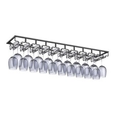 Xverycan 10 Row Under Cabinet Wine Glass Rack Stemware Hanger Metal Wine Goblet