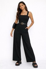 Vintage Street Code Women’s Black Jumpsuit Made in USA Wide Leg M