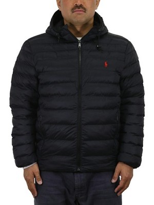 Polo Ralph Lauren Men's Packable Hooded Puffer Jacket Coat with Pony - Black