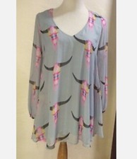Show Me Your Mumu Lizzie Top Longhorn Bull Skull Print Sz L-699