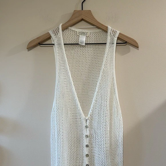 Maxi Vestido L*SPACE Adrift Crochet Natación Encubrimiento-Talla Grande-Blanco- Algodón Nylon Foto 4 de 4