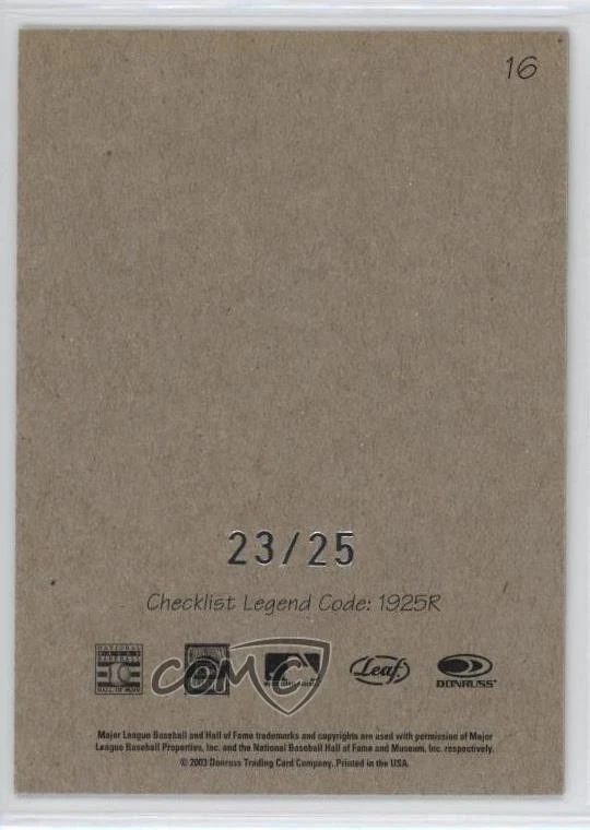 2004 Leaf Exhibits 1925 R Text Right /25 George Brett #16 HOF - Image 2 of 2