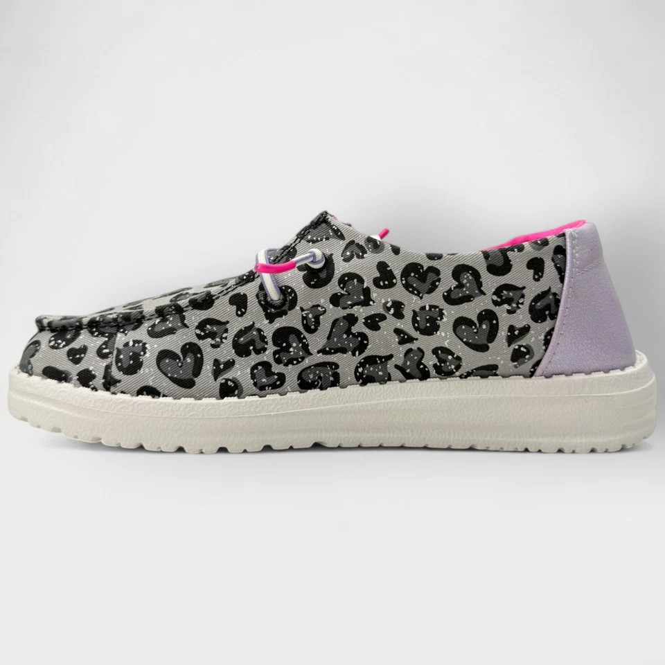 Hey Dude Kids Wendy Wild Child Dark Grey Leopard Shoes Youth 5 Casual Comfort - Image 3 of 4