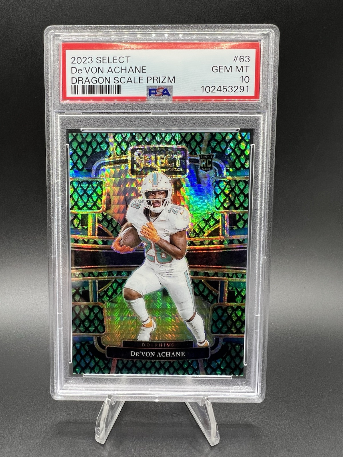 2023 Select De’Von Achane RC Dragon Scale Concourse /70 PSA 10💎 Jersey Match🔥