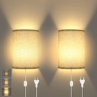 2 Pack LED Wall Light Sconce Dimmable Up and Down Indoor Fabric Home Decor Lamp