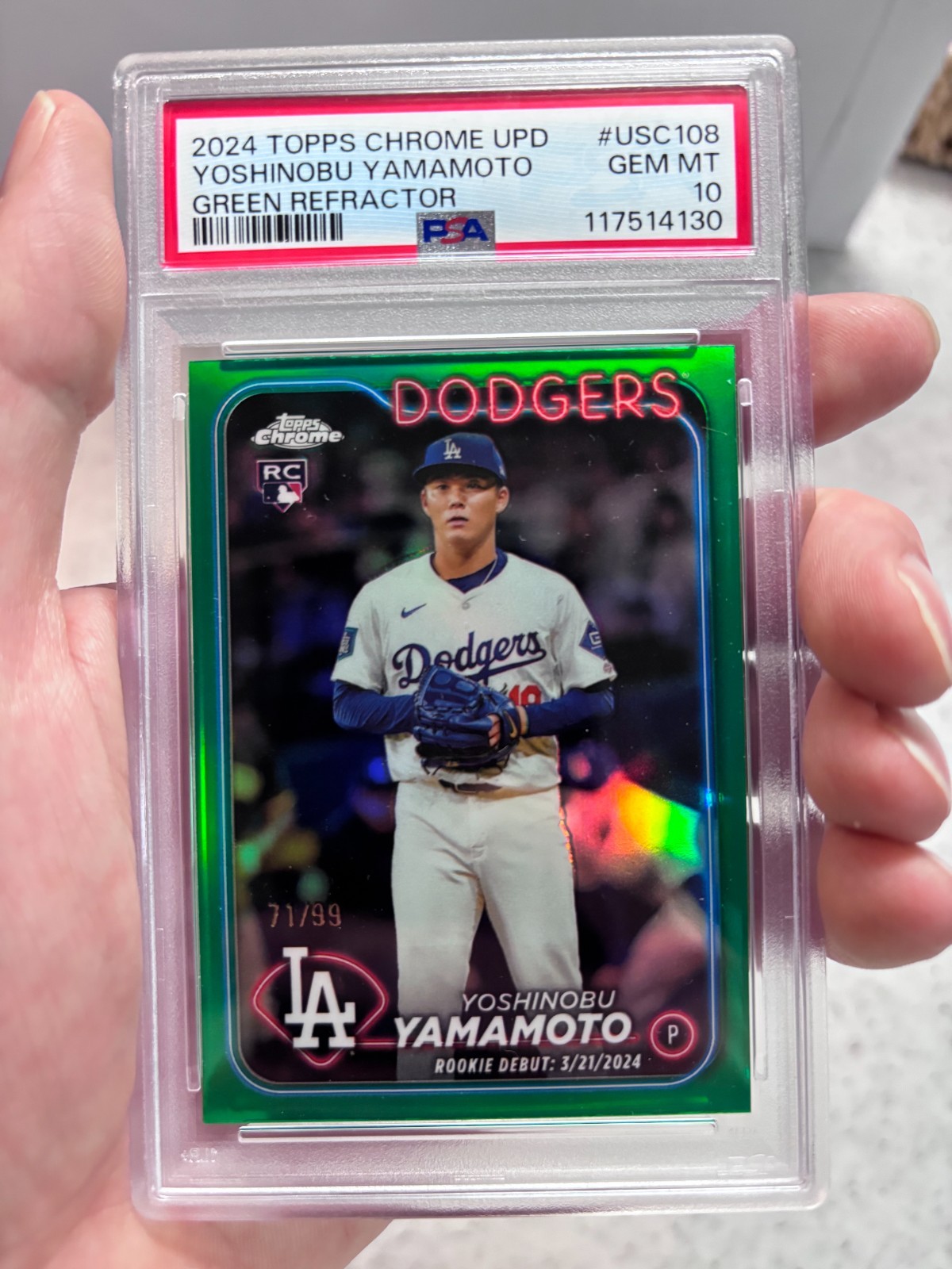 Yoshinobu Yamamoto #18 Green Refractor /99 (RC) - 2024 Topps Chrome