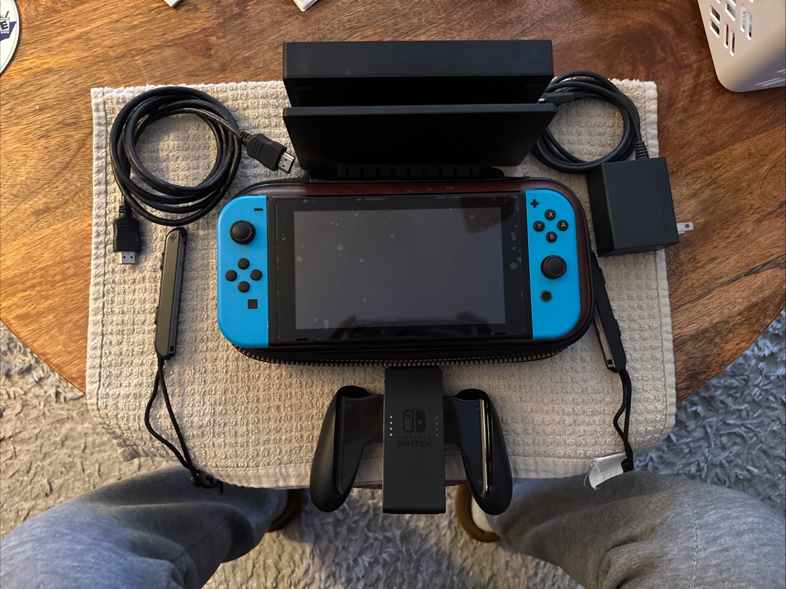 Nintendo Switch Neon Blue and Neon Red Joy-Con (HAC-001) + 128GB SD Card + Case