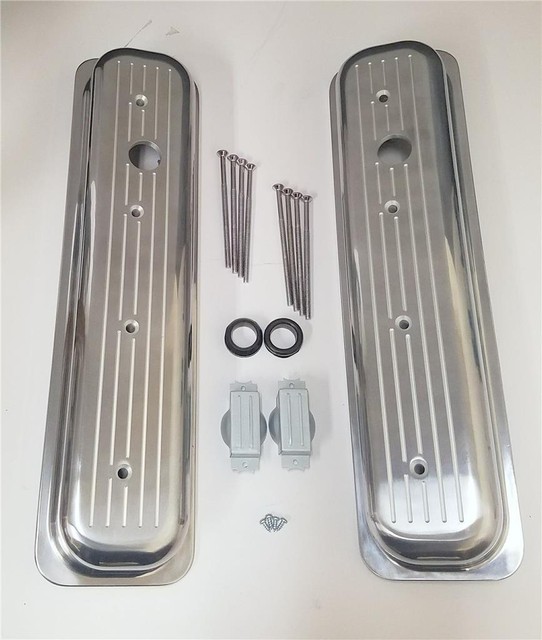SBC Chevy Ball Milled Polished Aluminum Center Bolt Short Valve Covers 350 5.7L eBay