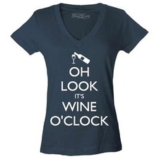 Oh Look It's Wine O'Clock Women's V-Neck Shirt Wine Lovers Funny Tee