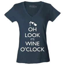 Oh Look It's Wine O'Clock Women's V-Neck Shirt Wine Lovers Funny Tee