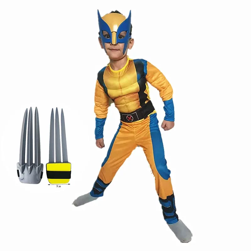 Niños Wolverine Disfraz Juegos con disfraces Mono Garra Niños Halloween Fiesta Disfraz Elegante Foto 3 de 4