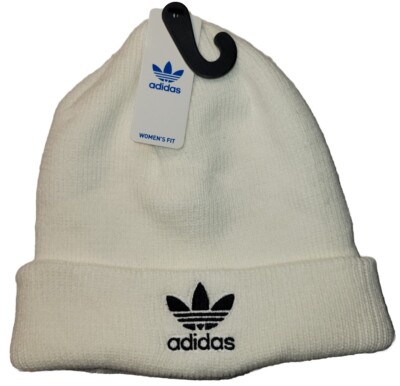Adidas Womens Originals Trefoil Cuffed Beanie Hat - White w  display picture 2