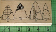 Patchwork Trees Wood Mounted rubber stamp by Northern Spy 