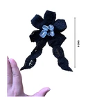 Black Flower Diamante Cluster Lace Tie Hair Fashion Accessory EM8 BK