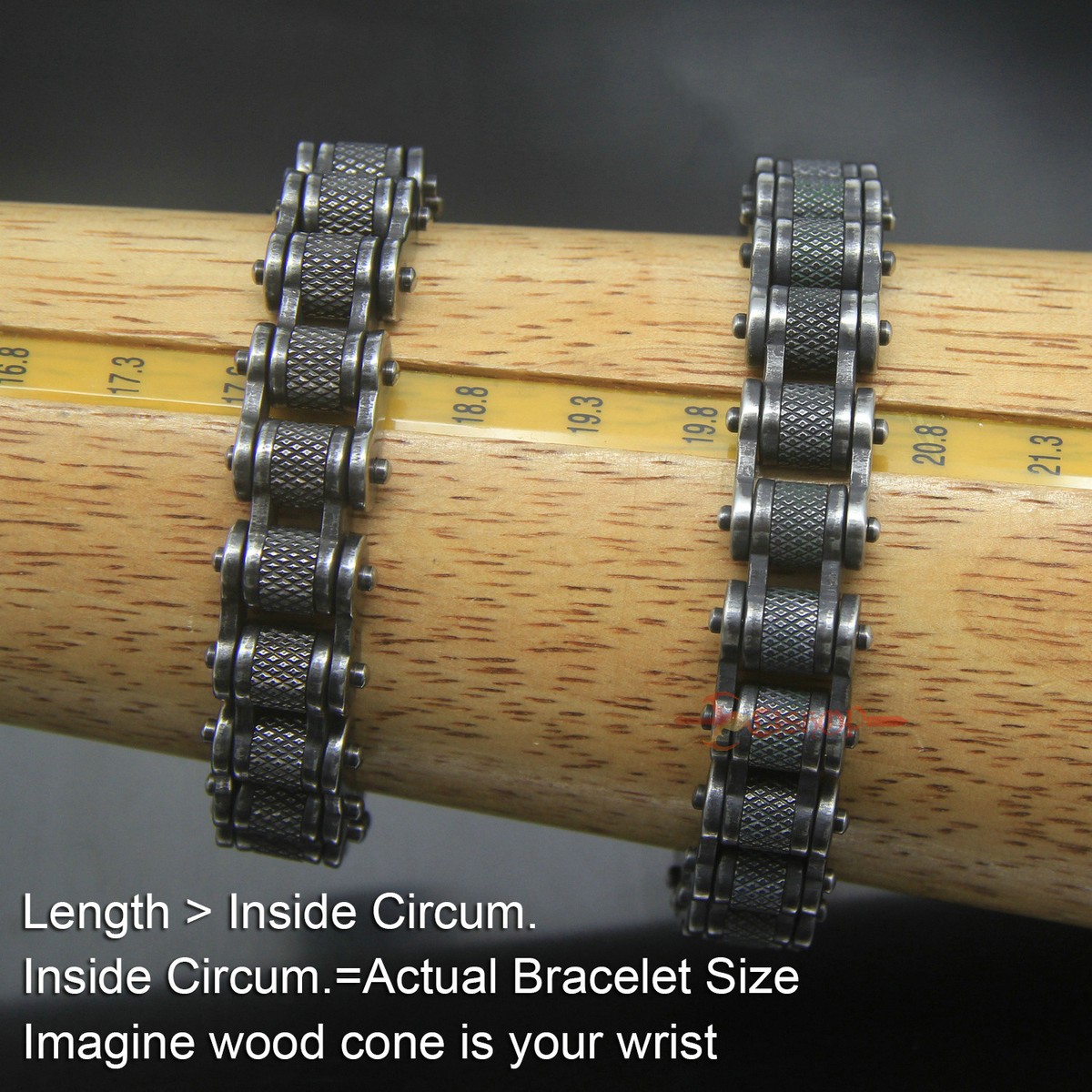 Gunmetal Motorcycle Bike Chain Bracelet Old Metal Finish Stainless