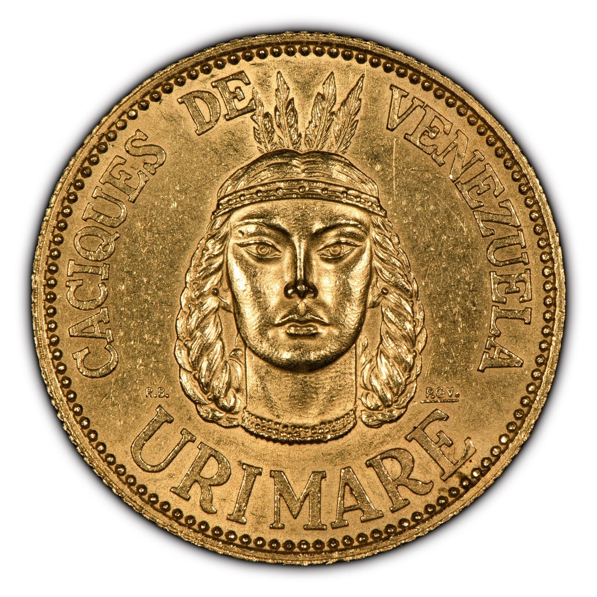 1955 Caciques Venezuela 60 Bolivares Gold Coin Token Urimare AGW
