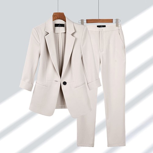 Elegante abito formale casual donna pantaloni giacche pantaloni set 2 pezzi costume - Foto 12 di 15
