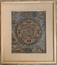 Tanka Tangka ancien MANDALA ZA RAHULA Protecteur TIBET XXe  Peinture à la main 