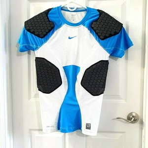 Nike Youth Size XL White Blue Black PRO COMBAT HYPERSTRONG 4-Pad Football Shirt 91205578326 | eBay