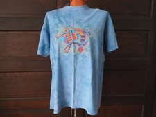 VTG 90s Blue Tie Dye Bear Graphic Indigenous Single Stitch Tee Shirt XL USA Made