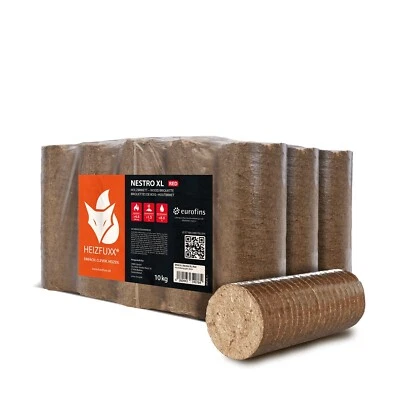 HEIZFUXX 2×10 kg 20 kg Nestro Hartholz Holzbriketts – Kamin | Rund, Ofen Brennholz