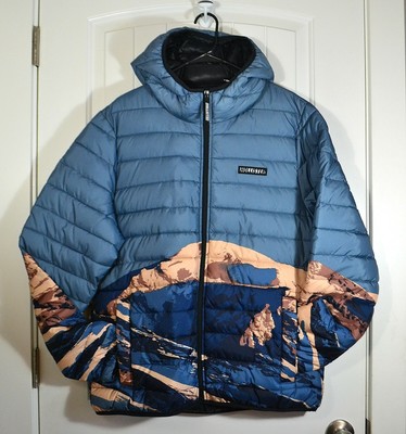 graphic hooded puffer coat