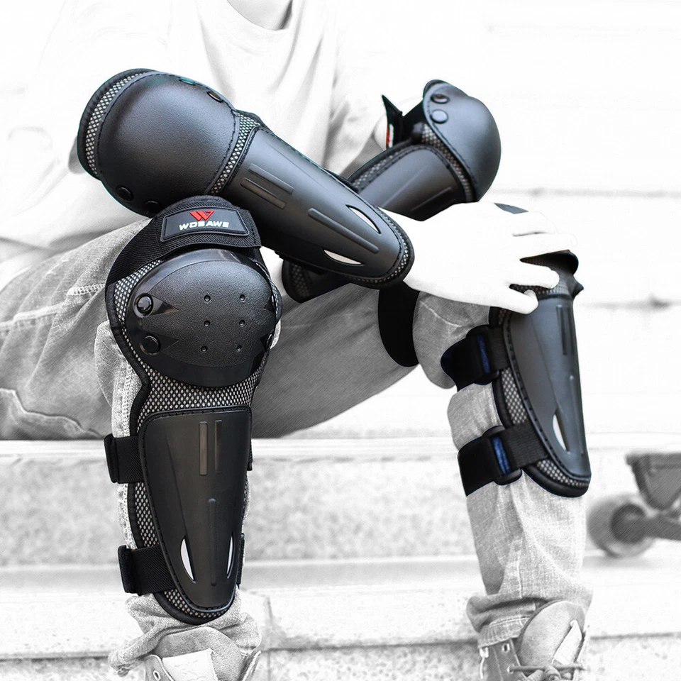 WOSAWE Kids Youth Motocross Cycling Knee Elbow Pads Armor Guards Protective Gear - Image 2 of 4