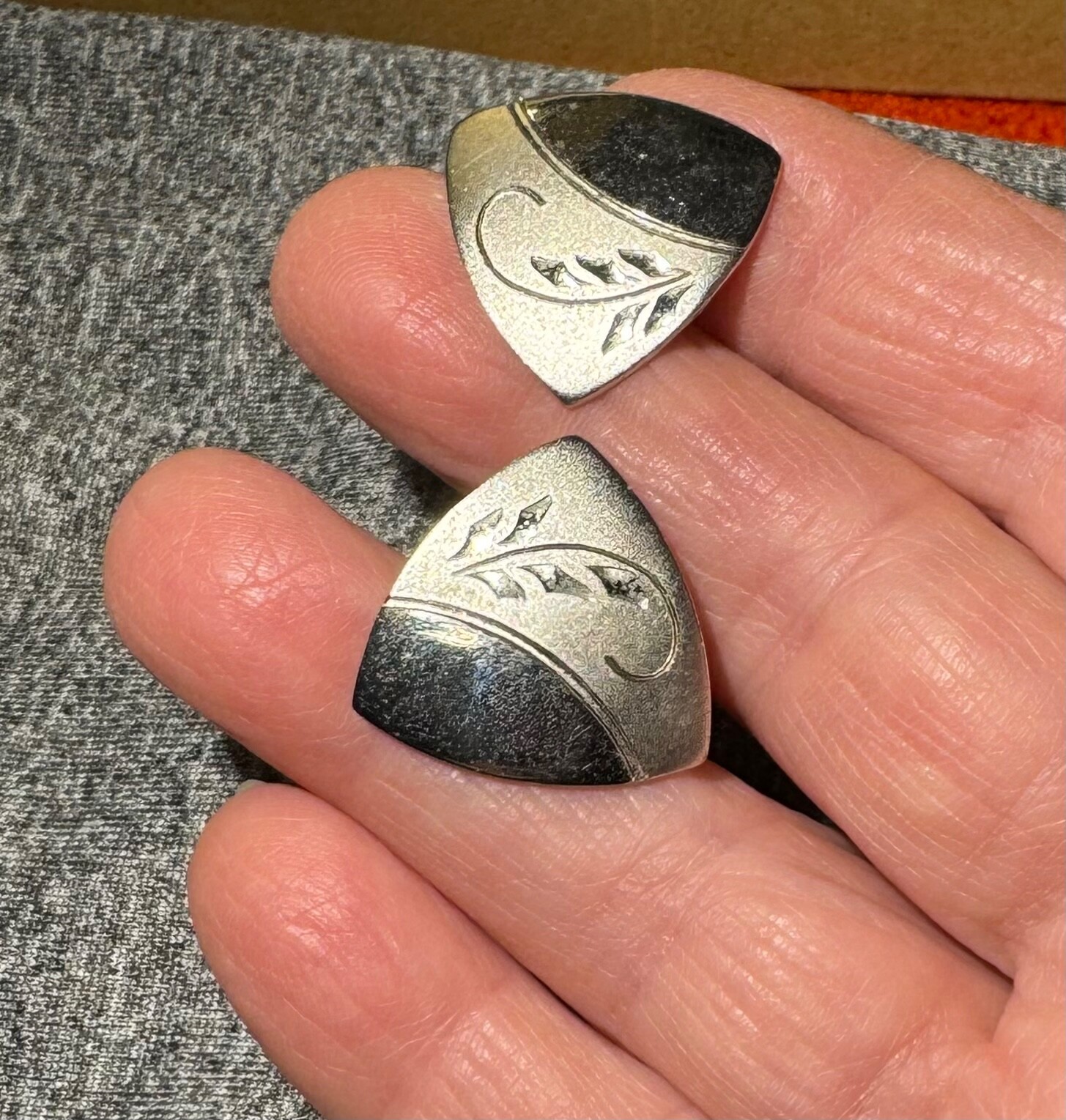 sterling silver triangular cuff links vintage '70… - image 1