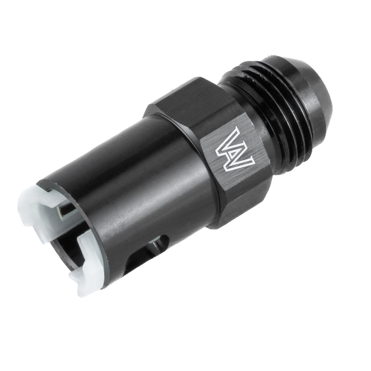 8 AN To 3/8" GM Quick Connect Fuel Adapter Fitting - Black Anodized Straight